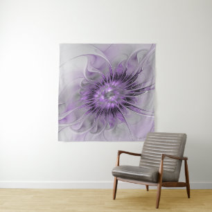 Lavender Flower Dream Modern Abstract Fractal Art Tapestry