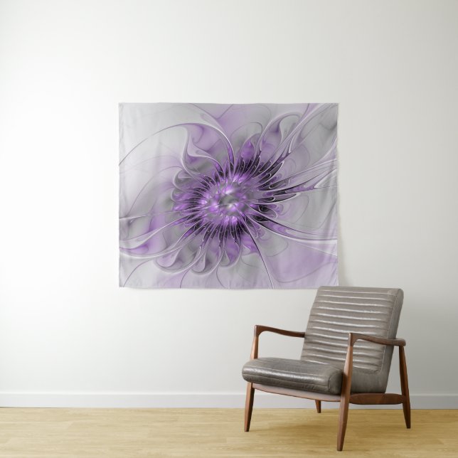 Lavender Flower Dream Modern Abstract Fractal Art Tapestry (In Situ (Horizontal))
