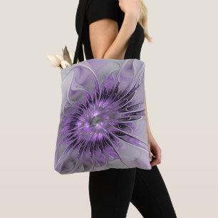 Lavender Flower Dream Modern Abstract Fractal Art Tote Bag