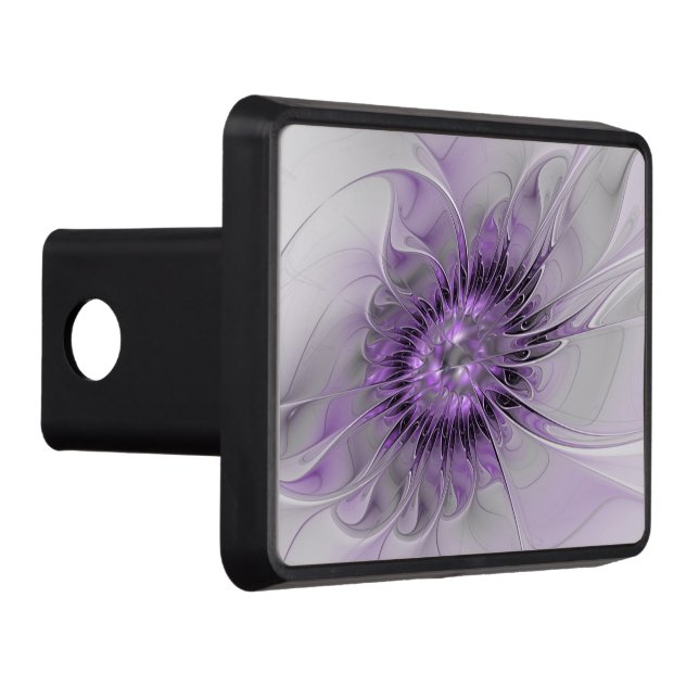 Lavender Flower Dream Modern Abstract Fractal Art Trailer Hitch Cover (Right)