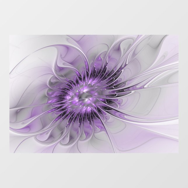 Lavender Flower Dream Modern Abstract Fractal Art Window Cling (Sheet)