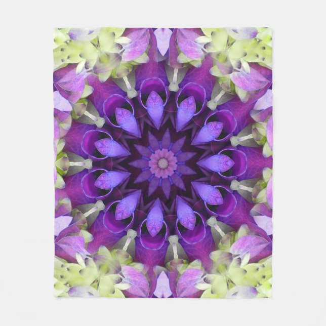 Lavender Flower Mandala Fleece Blanket (Front)