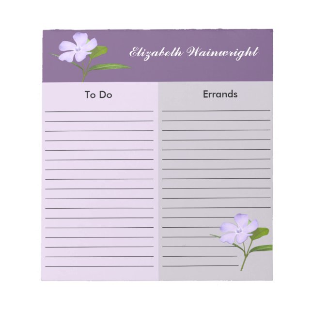 Lavender Flower Notepad (Front)