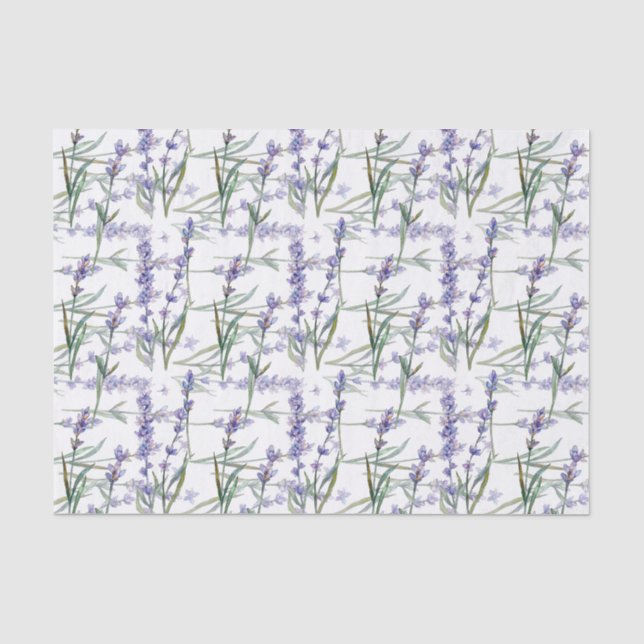 Lavender Flower Plant Watercolor Art Blue Lilac Tissue Paper (Front)