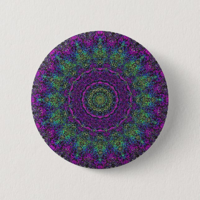 Lavender Flower Purple Abstract Mandala Button (Front)