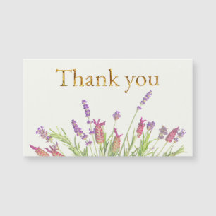 Lavender flower with Elegant Gold Script Thank you