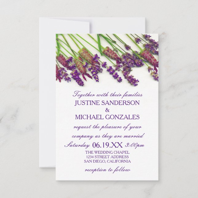 Lavender Flowers - 3X5 Wedding Invitation (Front)