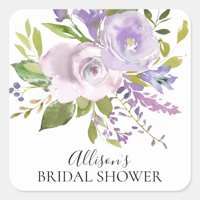 Lavender Flowers Bridal Shower Envelope Seal (Front)