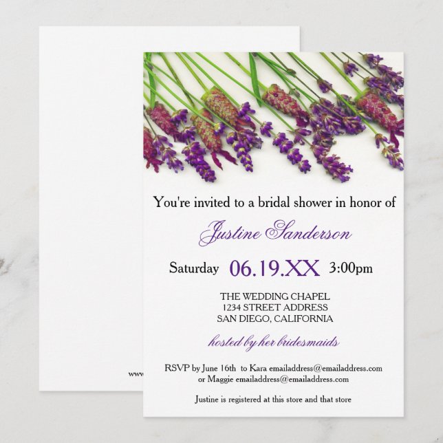 Lavender Flowers - Bridal Shower Invitation (Front/Back)
