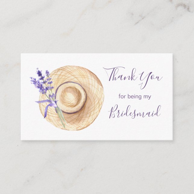 Lavender Flowers Bridesmaid Thank You Enclosure Ca Card (Front)