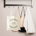 Lavender flowers bridesmaid tote bag<br><div class="desc">Transparent background. Decorated with lavender flowers and eucalyptus greenery.  Personalize and add your bridemaide's name.
Back: no design</div>