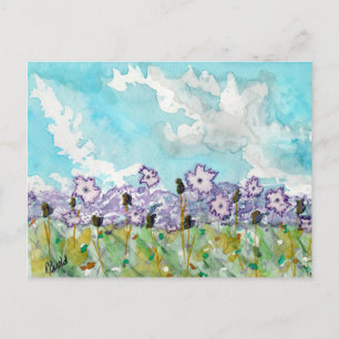 Lavender Flowers & Clouds Postcard