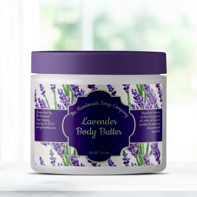 Lavender Flowers Cosmetics Jar Label (Creator Uploaded)