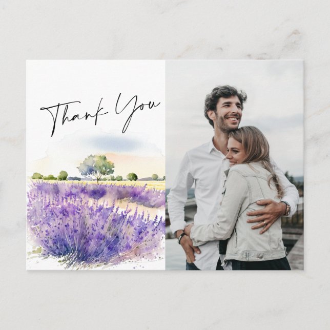 Lavender Flowers Field Thank You Photo Postcard (Front)