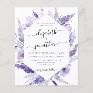 Lavender Flowers Floral Budget Wedding Invitation
