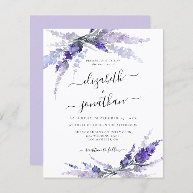 Lavender Flowers Floral Lilac Budget Mauve Wedding (Front/Back)