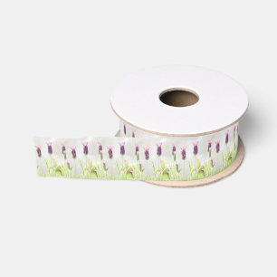 Lavender Flowers Grosgrain Ribbon