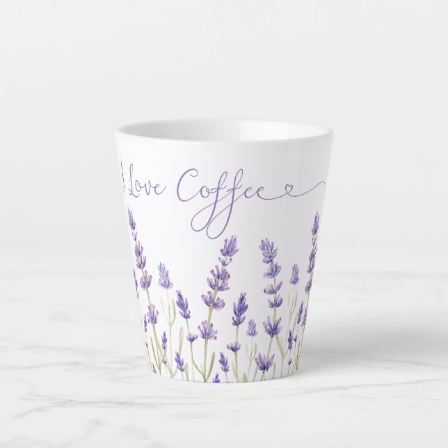 Lavender Flowers I love coffee Latte Mug (Front)