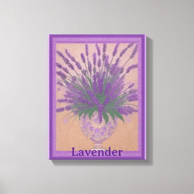 Lavender Flowers In Urn AI Art Stretch Canvas Print (Front)
