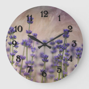 Lavender Flowers Large Clock