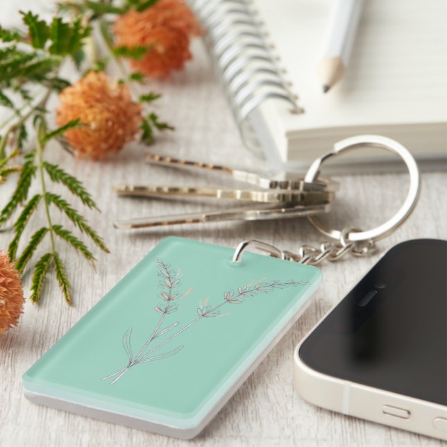 Lavender flowers - Minimalist Fine Line  Keychain (Front Right)