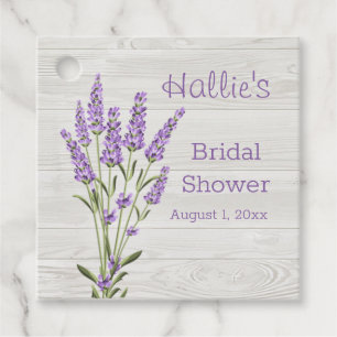 Lavender flowers on wood Bridal Shower Favour Tags