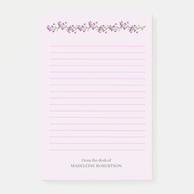 Lavender Flowers Personalized with Name Post-it N Notes (Front)