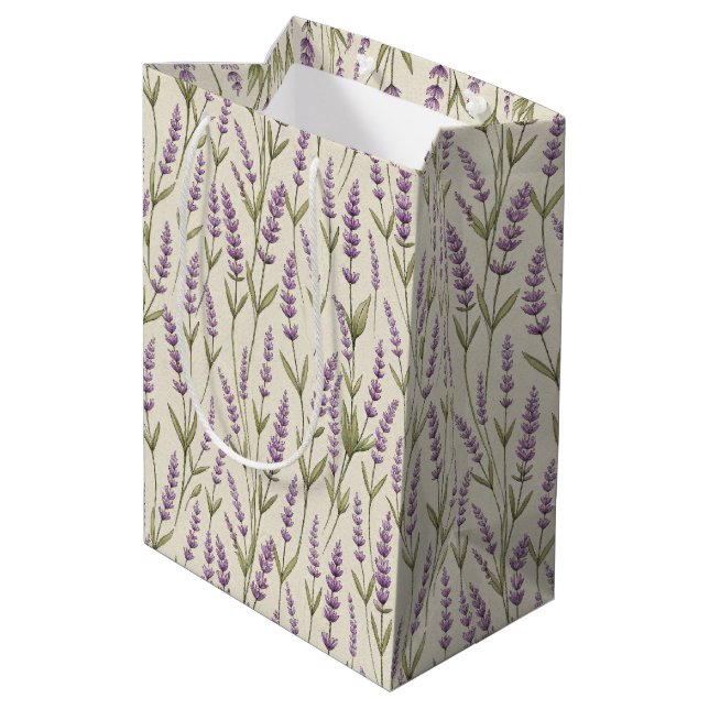 Lavender Flowers Print Gift Bag (Back Angled)