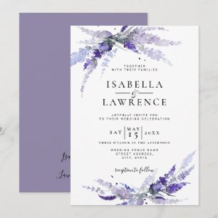 Lavender Flowers Provence Floral Lilac Wedding Invitation