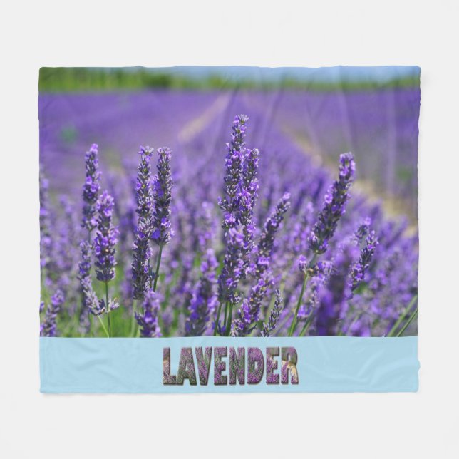 Lavender Flowers Purple Floral Fleece Blanket (Front (Horizontal))