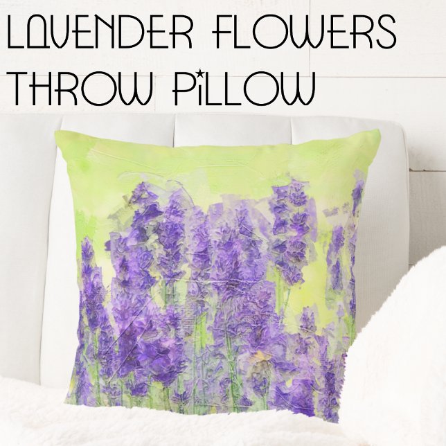 Lavender Flowers Purple Lilac Floral Throw Pillow (lavender Flowers Square Throw Pillow. Spring and Easter Decor inspiration.)