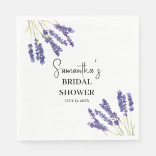 Lavender flowers Purple Watercolor Bridal Shower Napkin