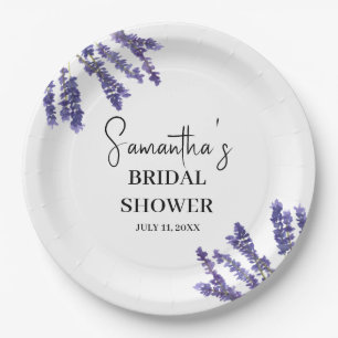 Lavender flowers Purple Watercolor Bridal Shower Paper Plate