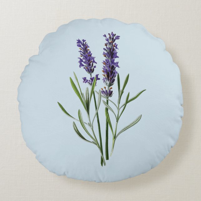 Lavender Flowers Round Pillow (Front)