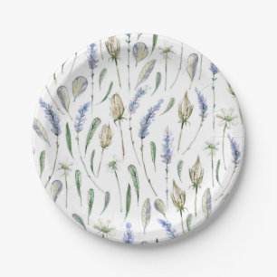 Lavender Flowers Rustic Floral Paper Plate