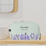 Lavender flowers sage green bridesmaid dopp kit<br><div class="desc">Sage green background.  Decorated with lavender flowers.
Personalize and add your bridemaide's name.</div>