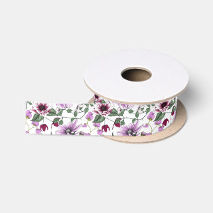 Lavender flowers seamless pattern satin ribbon