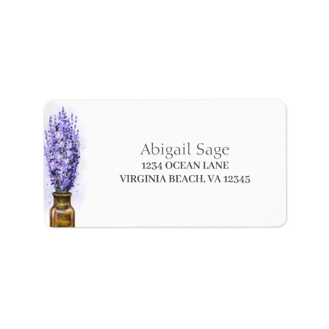 Lavender Flowers Stylish Modern Floral Address Label (Front)