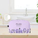 Lavender flowers violet bridesmaid dopp kit<br><div class="desc">Violet background.  Decorated with lavender flowers.
Personalize and add your bridemaide's name.</div>