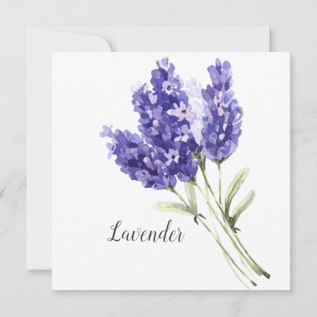 Lavender Flowers Watercolor Blank Greeting Card (Front)