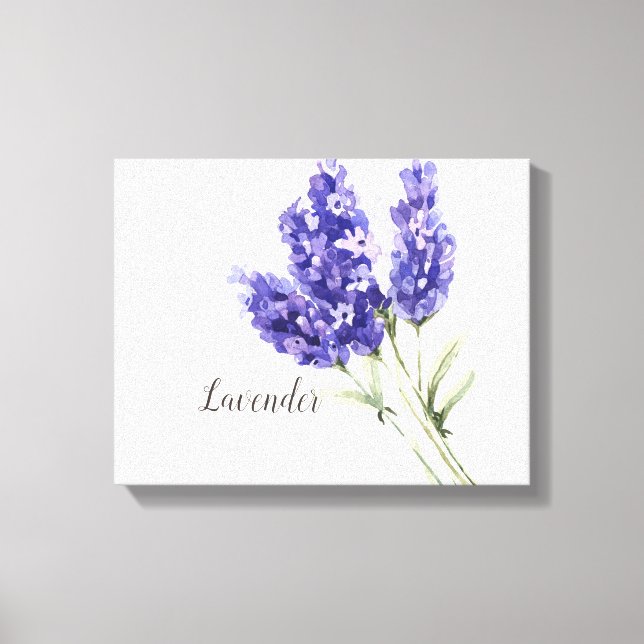 Lavender Flowers Watercolor Canvas Print (Front)