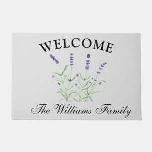 Lavender Flowers Watercolor Herbs Elegant Floral  Doormat