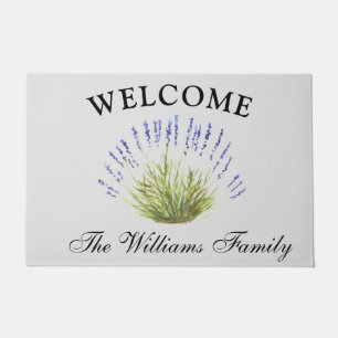 Lavender Flowers Watercolor Herbs Elegant Floral  Doormat