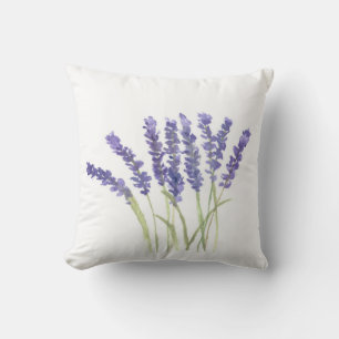 Lavender flowers watercolor herbs purple Violet Throw Pillow