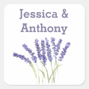 Lavender flowers watercolor rustic herbs square st sticker