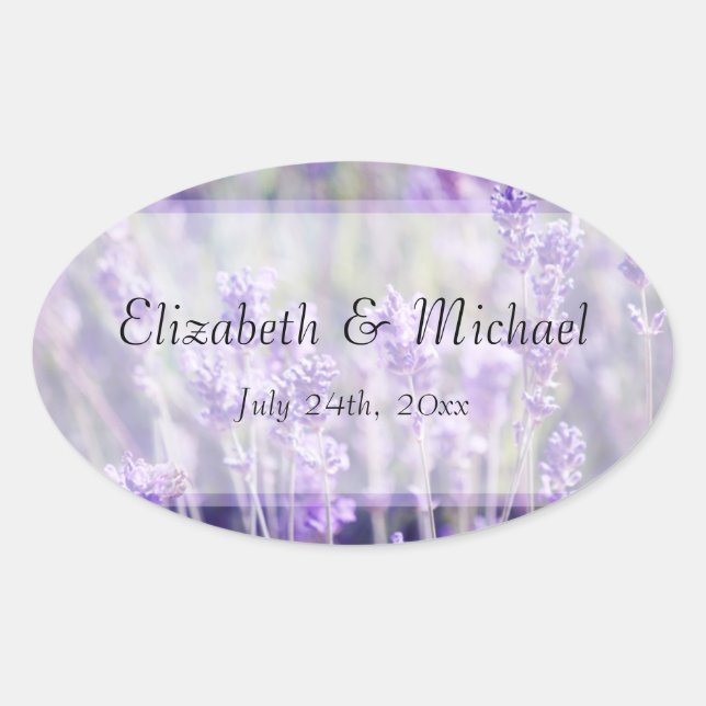 Lavender Flowers Wedding Favour Label (Front)