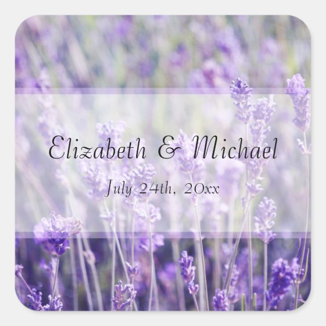 Lavender Flowers Wedding Favour Label (Front)