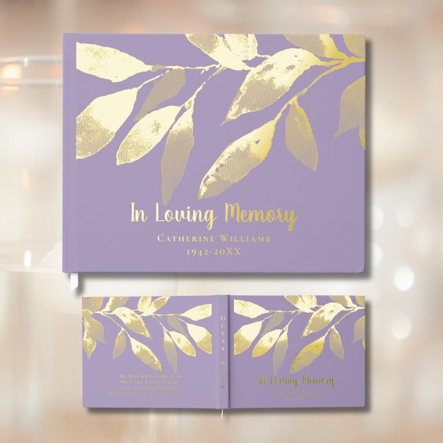 Lavender Foil Funeral Guest Book In Loving Memory  (Creator Uploaded)