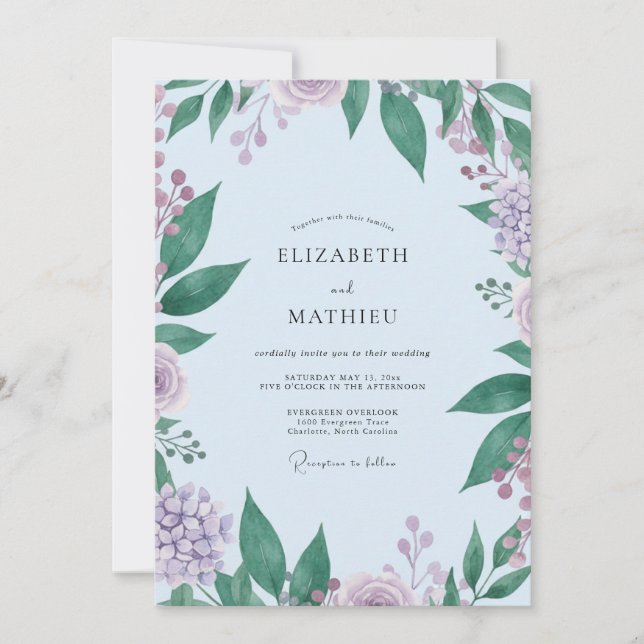 Lavender Foliage Eucalyptus Wedding Invitation (Front)