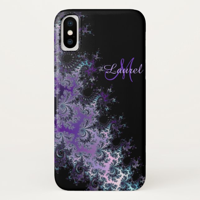 Lavender Fractal Sash Personalized iPhone X Case (Back)